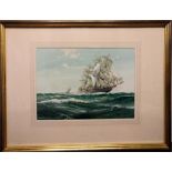 A C20th watercolour "The clipper ship Blue Jacket" Wilfred Knox, (R McGregor) (1884-1966)