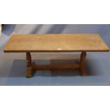 Robert Thompson Mouseman. A mid 20th Century oak refectory coffee table with mouse signature.