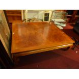 A Chinese style burr walnut top coffee table.