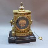 A French late 19th Century Charpentier bronze mantel clock, eight day movement stamped.