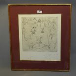 A limited edition etching titled 'Redliy Prague' indistinctly signed in pencil and numbered 10/35,