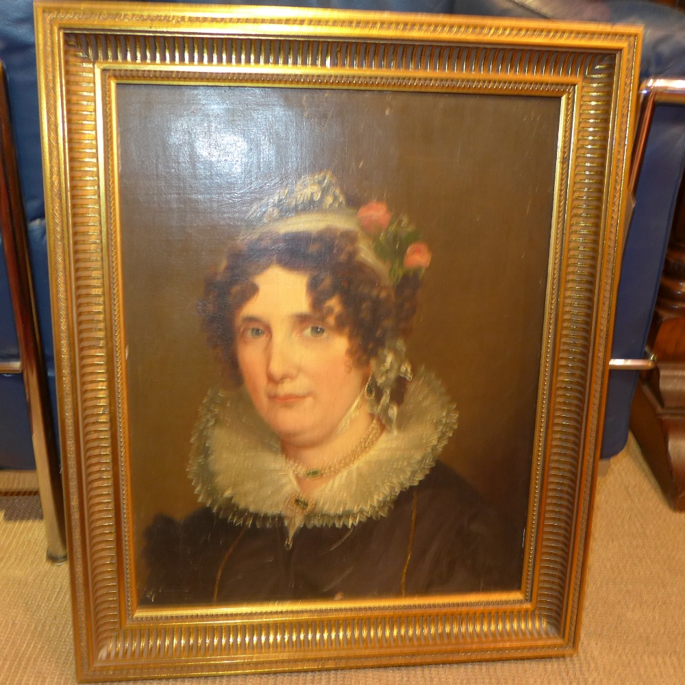 19th Century British School, a portrait of a lady oil on board,