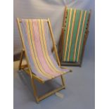 A pair of vintage deck chairs.