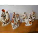 A pair of Staffordshire figures on horseback, 'Dick Turpin' and 'Tom King,