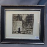 Frank Brangwyn, 'Contruction de la Bourse', editioned etching. 18cm X 17.