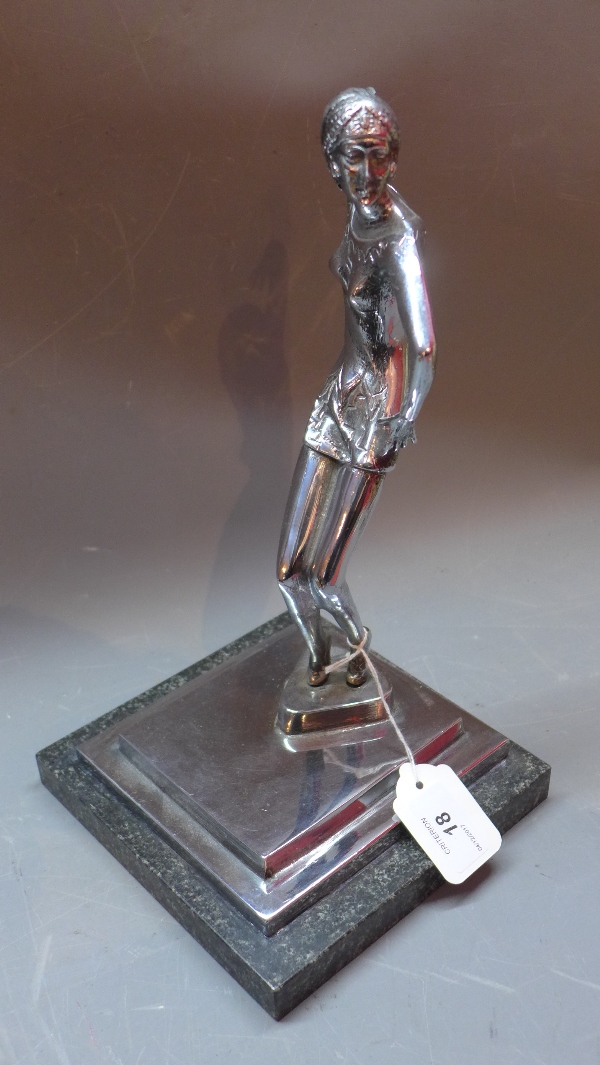 An Art Deco dancing figure on marble base,