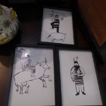 Lucy Kirk. Three framed butchers prints, signed in pencil.