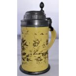 A German pottery pewter lidded Stein or tankard