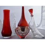 Collection of red and clear art glass