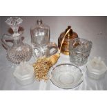 Collection of various glassware including lalique stylish dish and mug