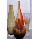 Four art glass vases