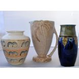 Collection of three pottery vases including Beowicke & Doulton
