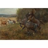 FIGHTING STALLIONS by Lionel Edwards (British, 1878–1966)