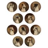 10 HANDPAINTED PLATES DEPICTING FOX TERRIERS by Gustav Muss-Arnolt (American, 1858–1927)