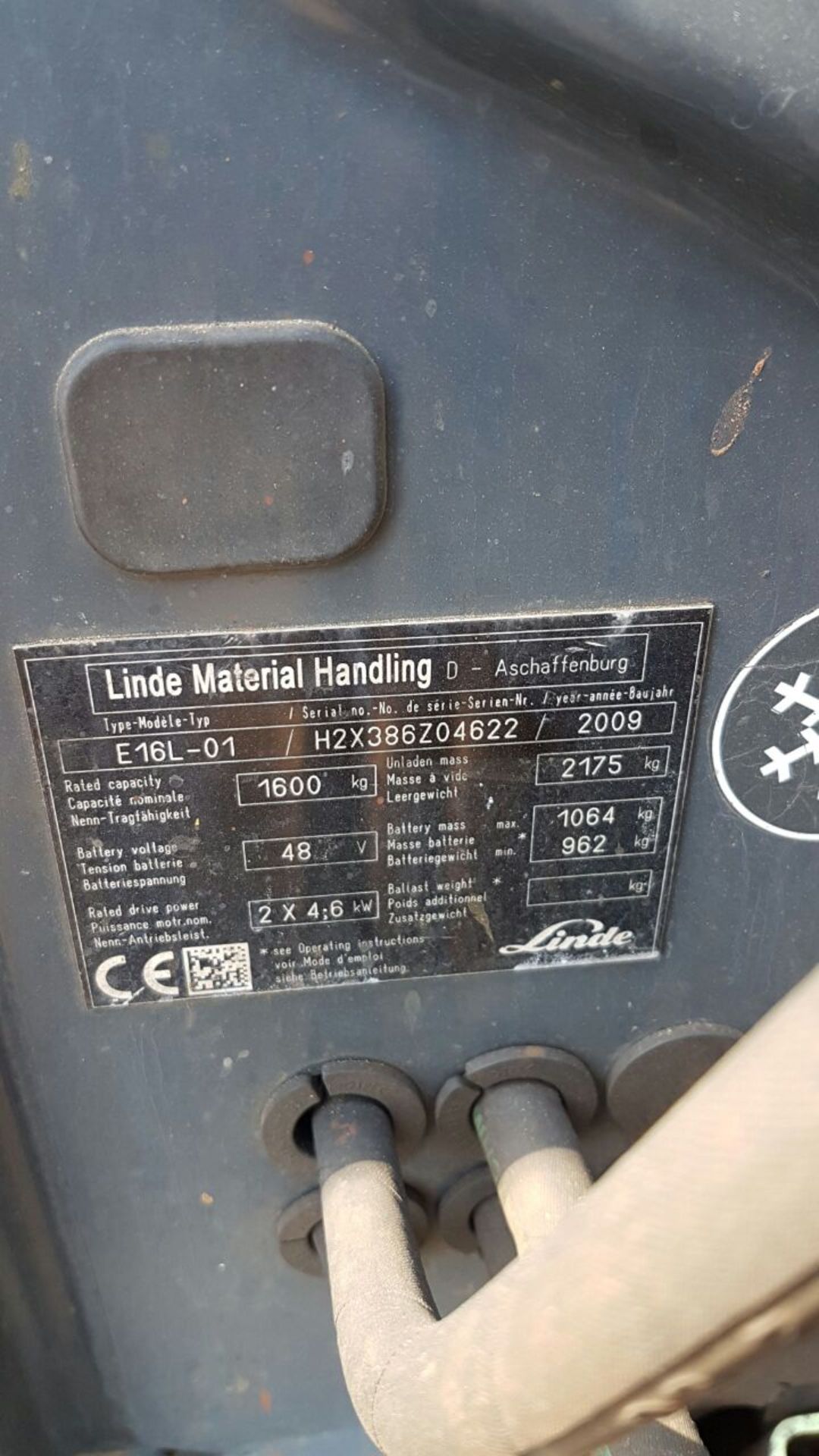 2009 LINDE E16 1,6 TON RIDE ON (14,278 HOURS-HOURS NOT GUARANTEED BY AUCTIONEER) H2X386Z04622-(JHB) - Image 2 of 3