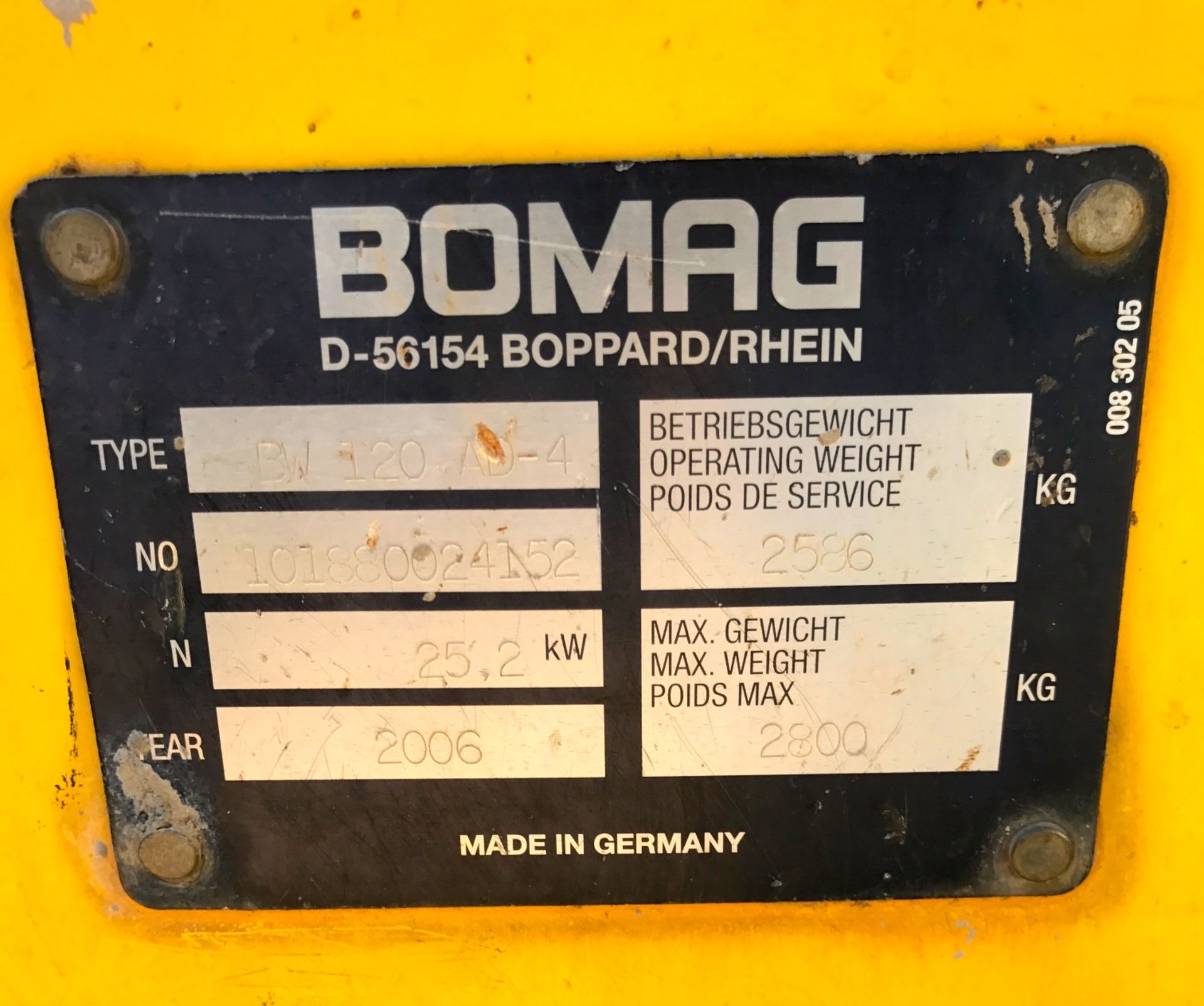 2006 BOMAG BW120AD-4 RIDE ON ROLLER - (101880024152) - Image 2 of 3