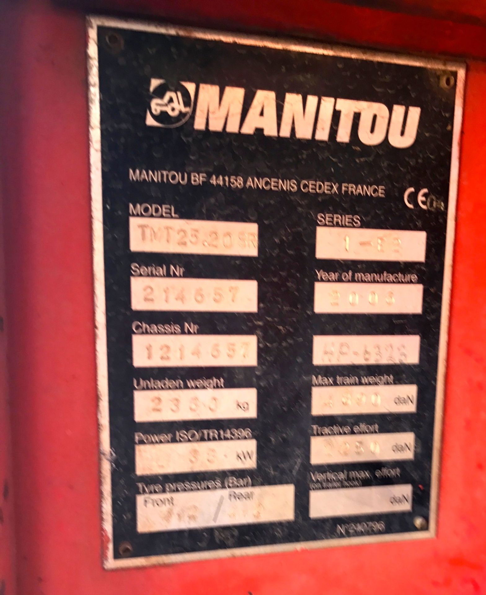 2008 MANITOU TMT25-20 SR FORKLIFT - (XFC354GP / 1214657) - Image 4 of 4