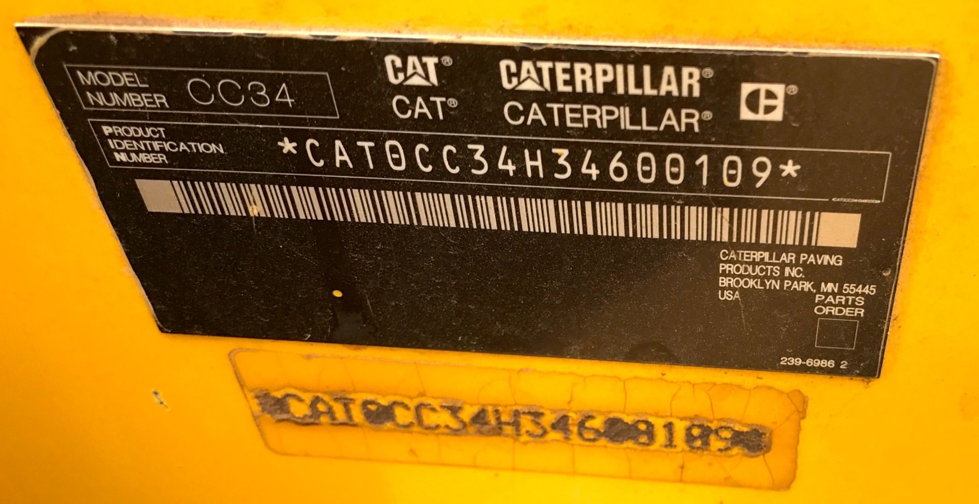 2008 CAT CC34 RIDE ON ROLLER - (CAT0CC34H34600109) - Image 2 of 3