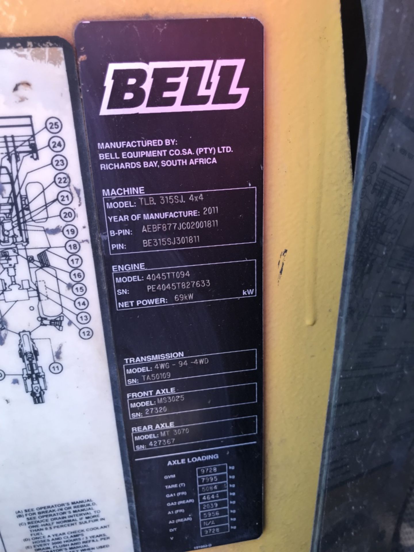 2011 BELL 315SJ 4X4 TLB - (AEBF877JC02001811) - Image 3 of 4