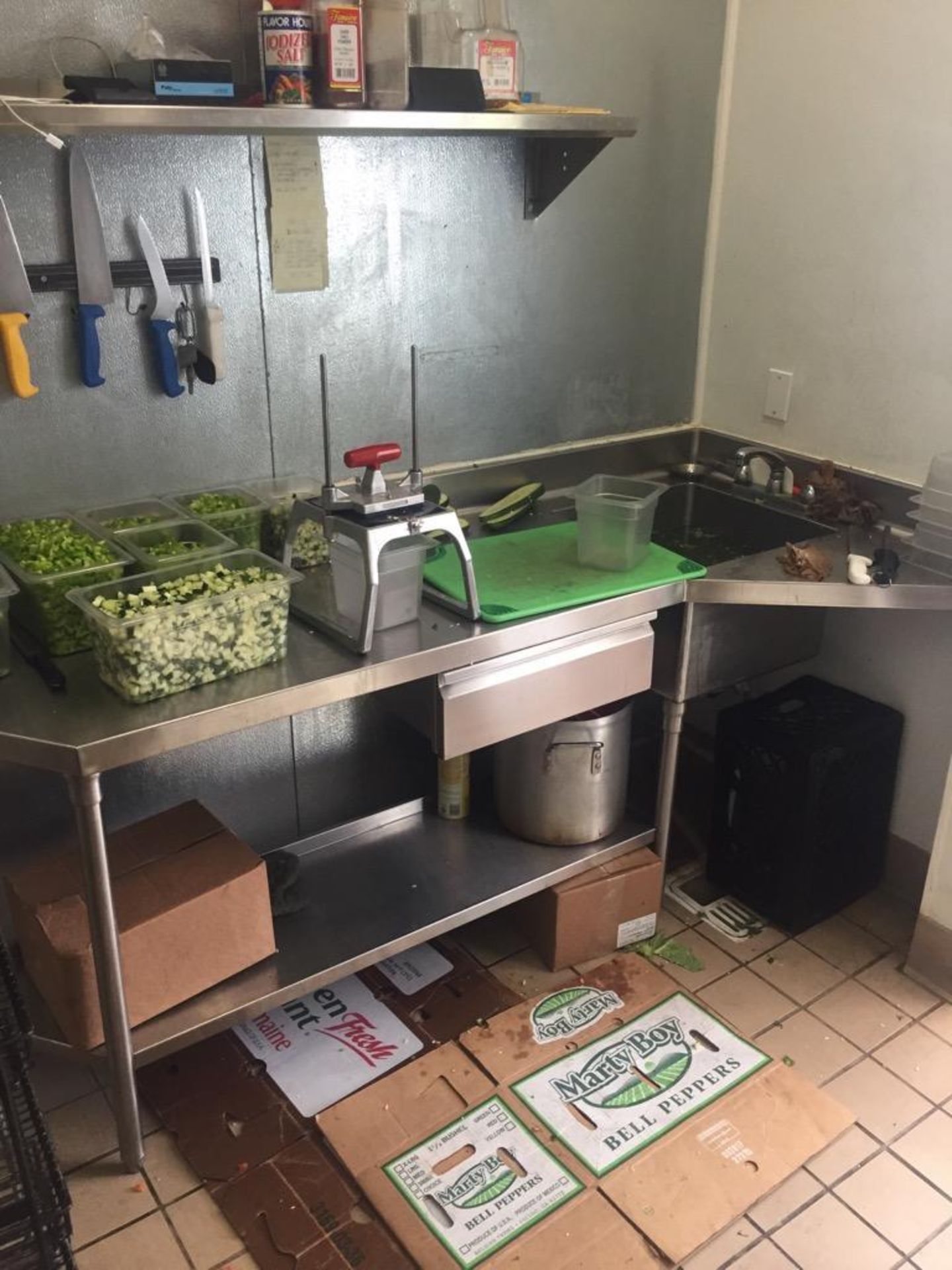 STAINLESS STEEL PREP TABLE WITH SINK