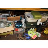 A LARGE QUANTITY OF ASSORTED TOOLS, ETC TO INCLUDE A JIGSAW, TOOL CABINET, ETC