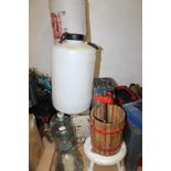 A QUANTITY OF HOME BREWING EQUIPMENT, TOGETHER WITH A JERRY CAN, ETC