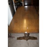 AN OLD CHARM STYLE DINING ROOM TABLE TOGETHER WITH SIX CHAIRS