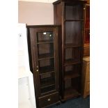 TWO DARK MODERN BOOKCASES