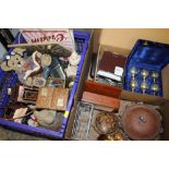 TWO TRAYS OF SUNDRIES TO INC PICTURE FRAMES, ORNAMENTS ETC