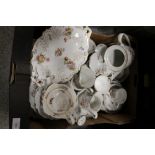 A TRAY OF VINTAGE FLORAL CHINA TO INC COALPORT