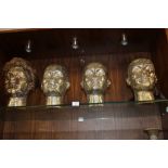 FOUR SILVER DISPLAY HEADS PLUS TWO WIGS