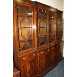 A LARGE GLAZED MAHOGANY LIBRARY BOOKCASE