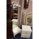 A CREAM CHEVAL MIRROR + BEDSIDE CHEST