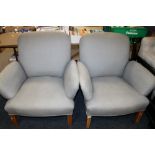 A PAIR OF ART DECO UPHOLSTERED ARMCHAIRS