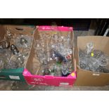 THREE BOXES OF ASSORTED GLASS WARE ETC TO INC CUT GLASS