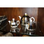 A 1950S ERA ART DECO TEA SET, TEA POT, MILK JUG & SUGAR BOWL