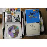 TWO BOXES OF DATED CD GREETINGS CARDS ETC