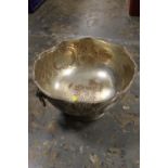 A LARGE SILVER PLATED FLORAL FOOTED BOWL