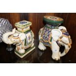 TWO DECORATIVE CERAMIC ELEPHANT STANDS