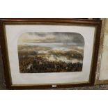 A COLOUR LITHOGRAPH 'THE BATTLE OF INKERMAN', framed, 52 x 73 cm