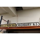 TWO REPRODUCTION WOODEN SIGNS, VILLA PARK & HIGHBURY N.5