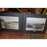 A PAIR OF PEN & WASH PICTURES OF SEASIDE SCENES