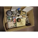 A BOX OF RECORD PLAYER ACCESSORIES, NEEDLES, BUFFERS ETC