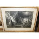 A LARGE SIGNED ENGRAVING OF AN ANGELIC SCENE