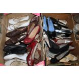 TWO BOXES OF ASSORTED 1940S AND 1950S ERA VINTAGE LADIES SHOES