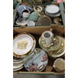 A TRAY OF DENBY PLUS A TRAY OF COLLECTORS PLATES TO INC ROYAL WORCESTER ETC