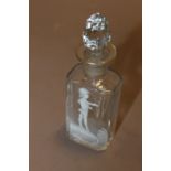 A MARY GREGORY STYLE CLEAR GLASS SCENT BOTTLE