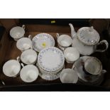 A TRAY OF ROYAL ALBERT MEMORY LANE PART TEA SERVICE PLUS OTHER ROYAL ALBERT ITEMS