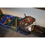 SIX TRAYS OF VARIOUS HAND TOOLS & PARTS
