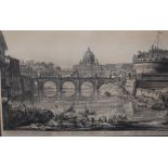 AFTER GIOVANNI BATISTA PIRANESI (1720-1778). 'Veduta del Ponte e Castello Sant Angelo', print, fram